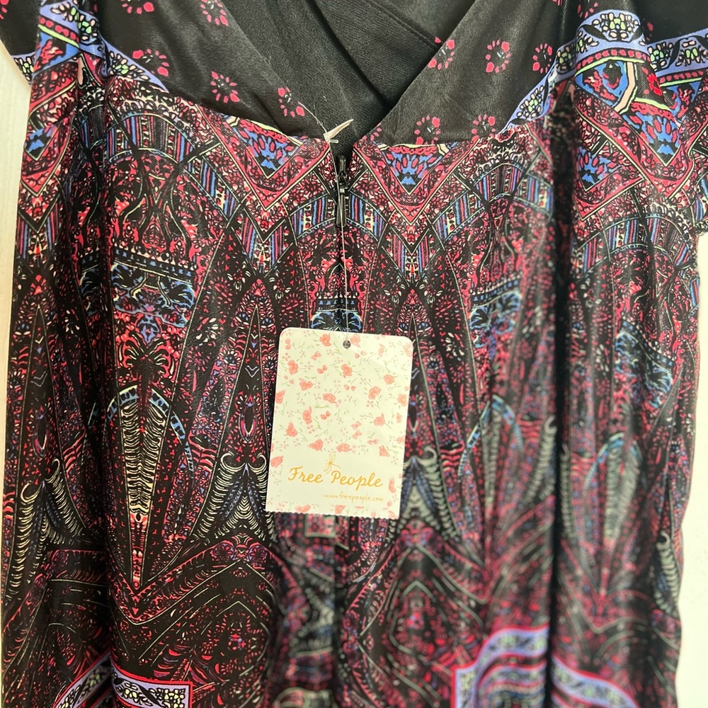 NWT Free People Jumpsuit - Sz 12 full length, multi color satin material